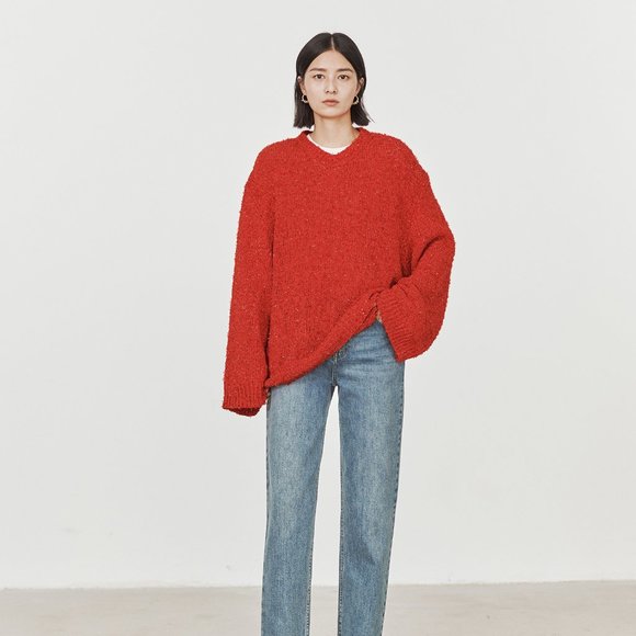 NWT CHICJOC Women Oversized BlingBling Sweater size 36 red - Picture 5 of 16